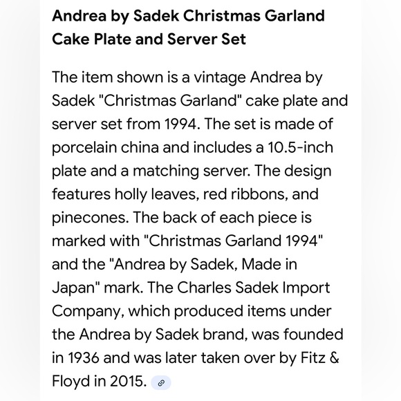 ANDREA FENZI by Sadek Cake Plate & Server Festive Porcelain Red/ Green/Gold NIB - Picture 8 of 9